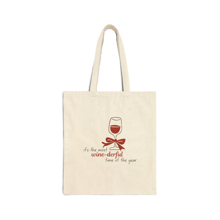 Most Winederful Time Of The Year - Bow - Cotton Canvas Tote Bag