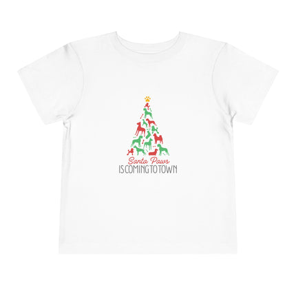 Santa Paws Is Coming To Town- Tree- Toddler Tee