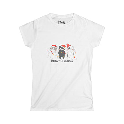 Meowy Christmas Fitted Softstyle Cotton Tee