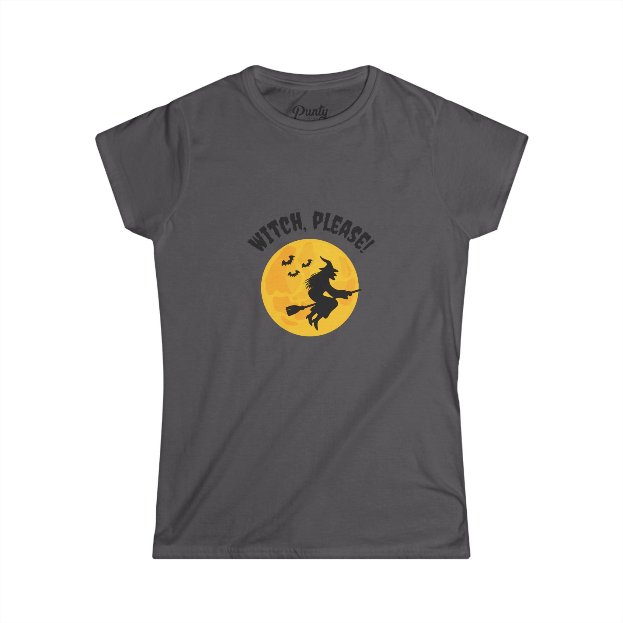 Witch Please- Flying Witch Fitted Softstyle Cotton Tee