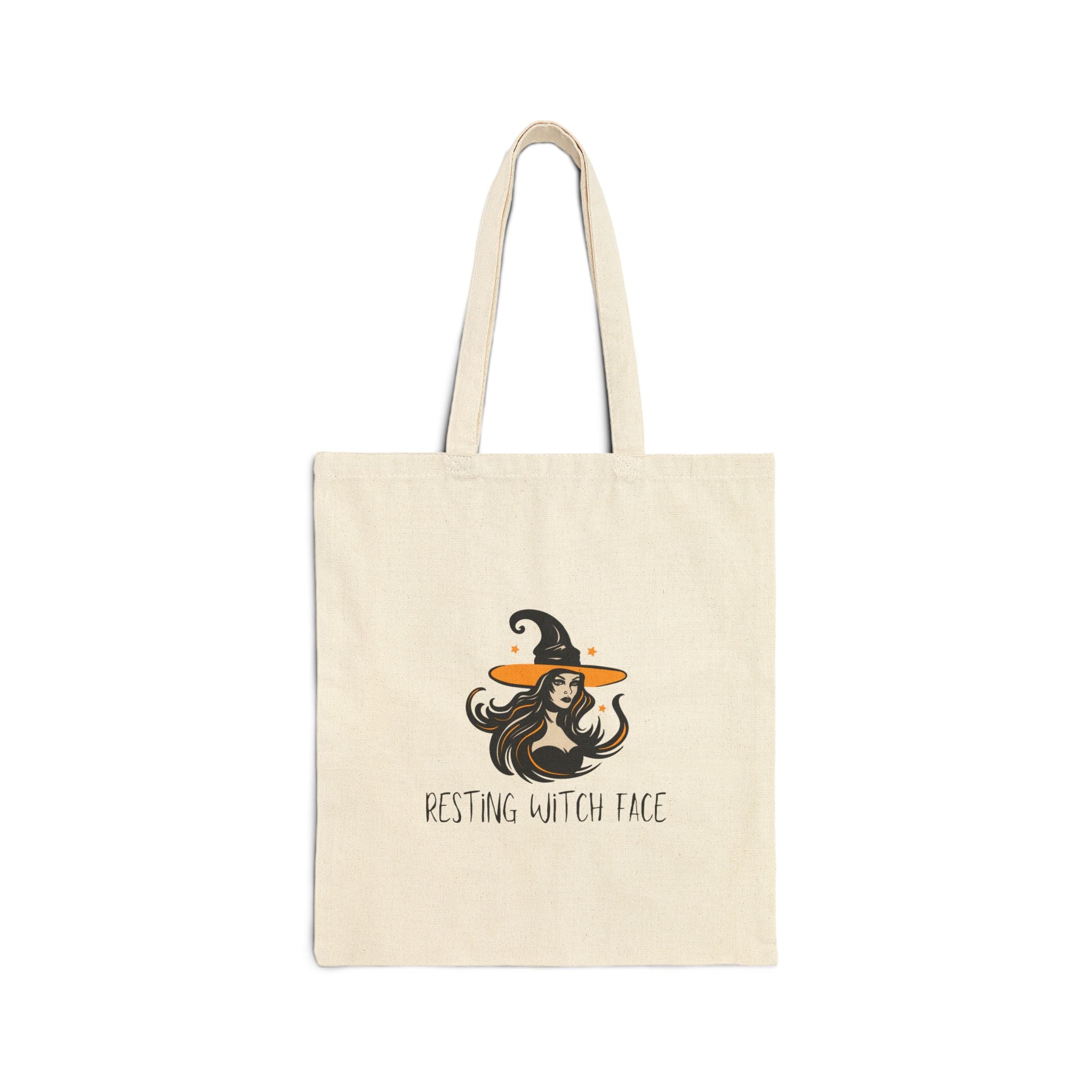 Resting Witch Face Cotton Canvas Tote