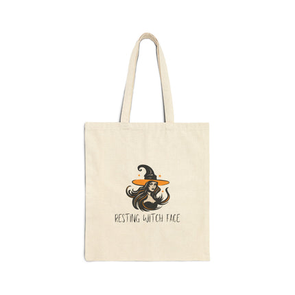 Resting Witch Face Cotton Canvas Tote