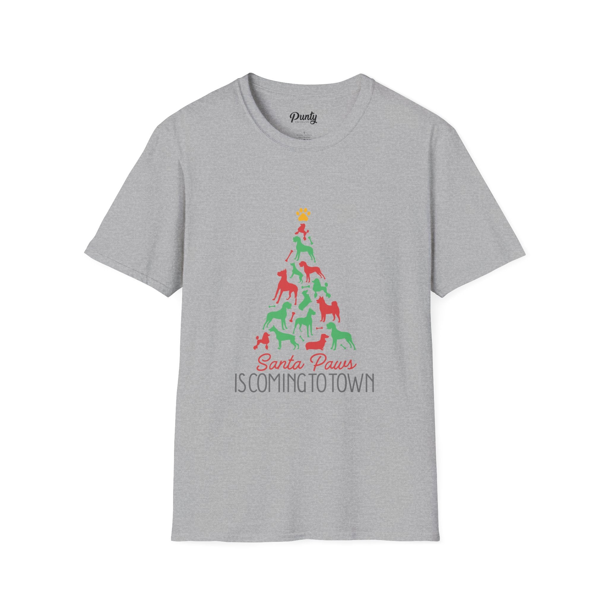 Santa Paws Is Coming To Town Softstyle Cotton Tee