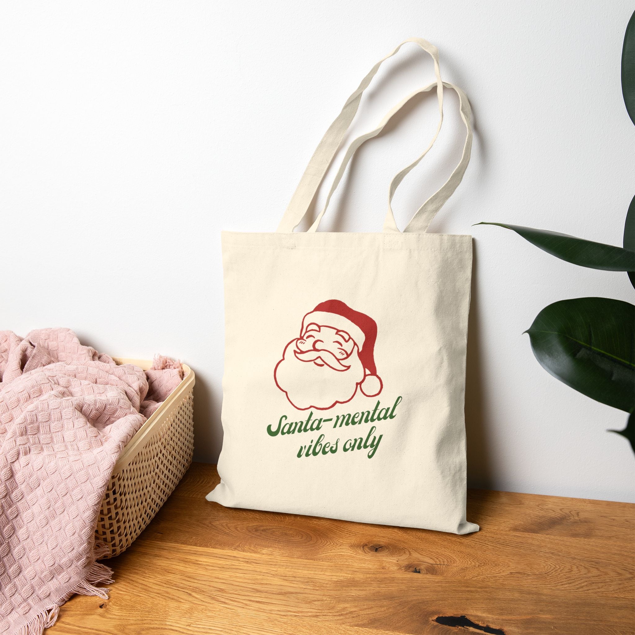 Santa-Mental Vibes Only Cotton Canvas Tote Bag