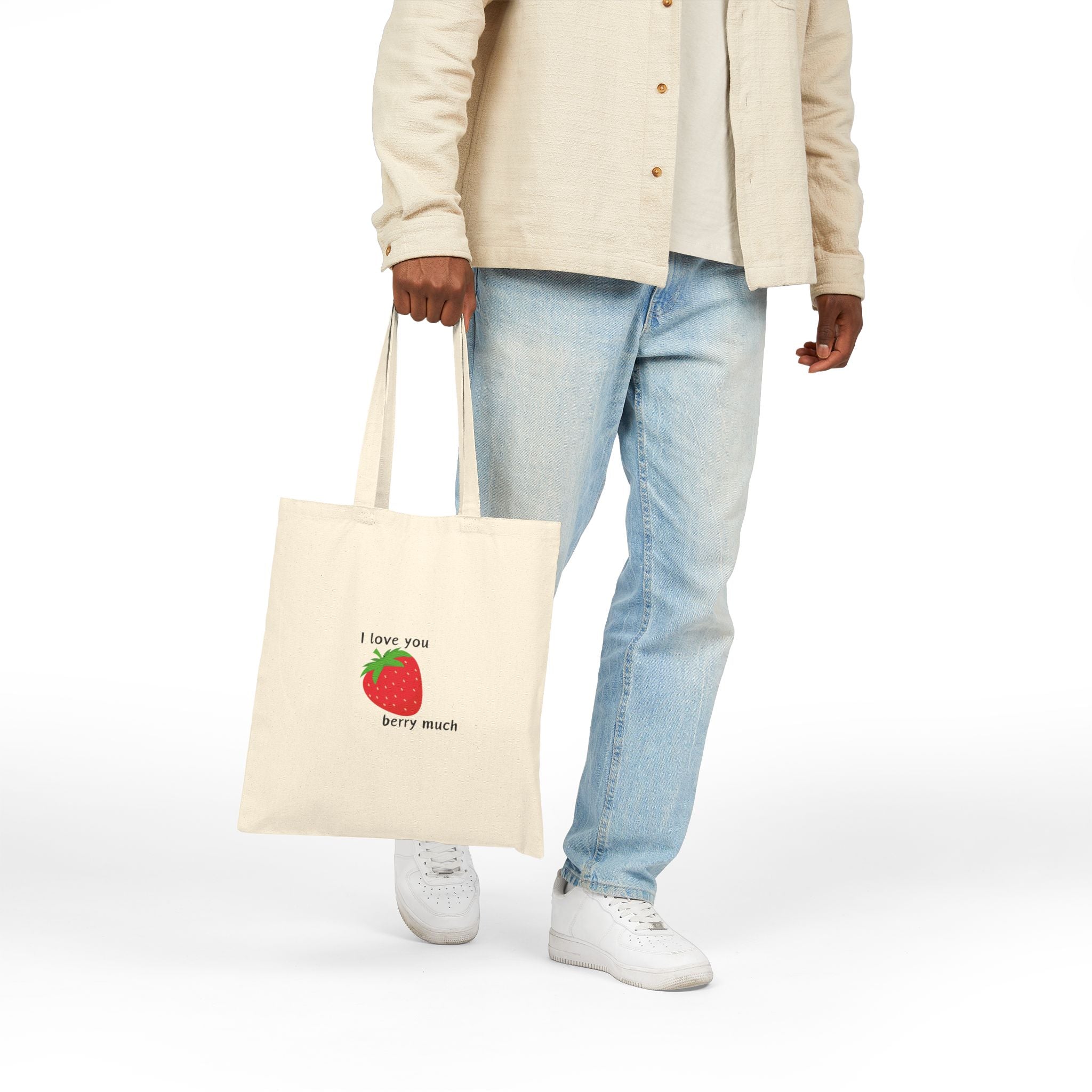 I Love You Berry Much Cotton Canvas Tote