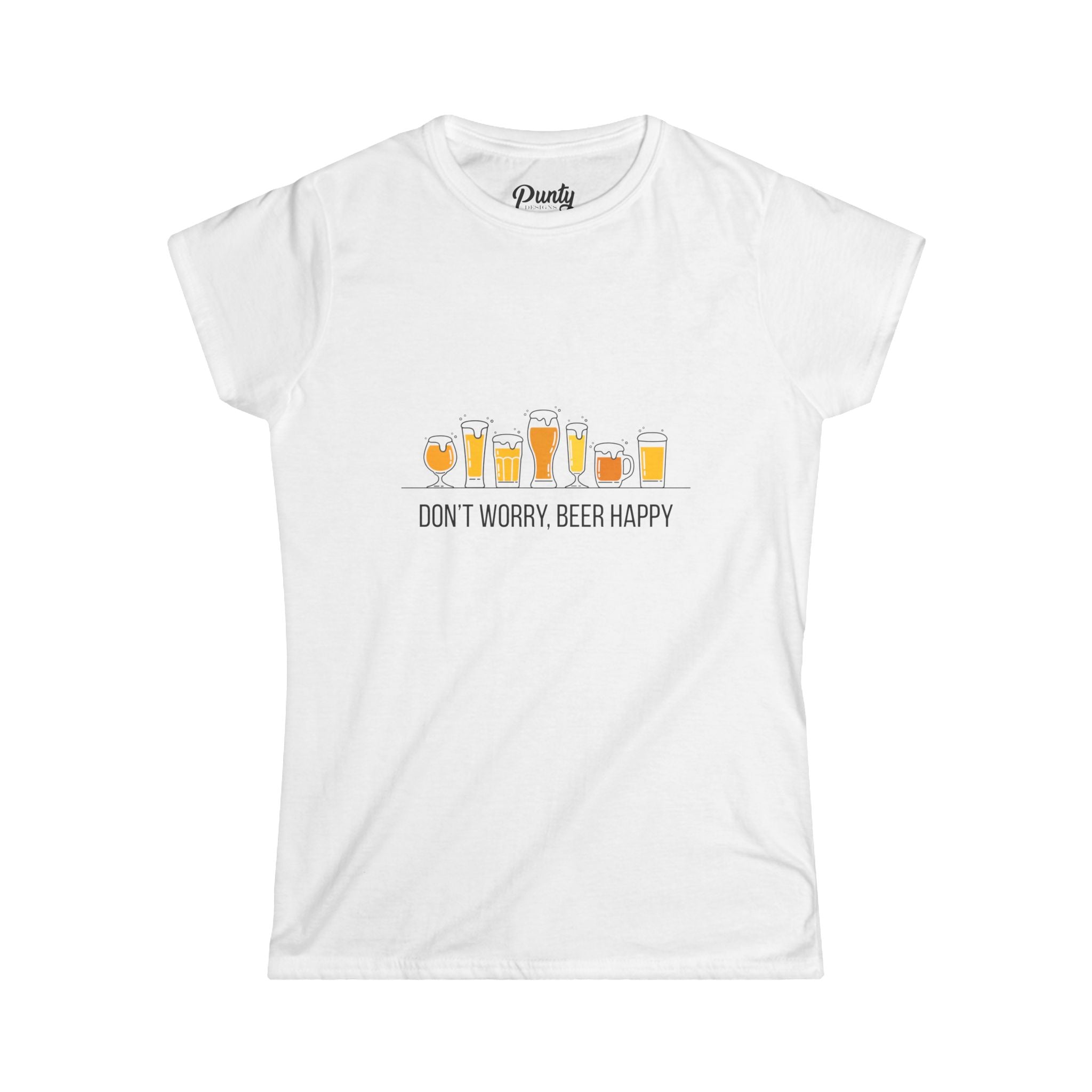 Don't Worry, Beer Happy Fitted Softstyle Cotton Tee