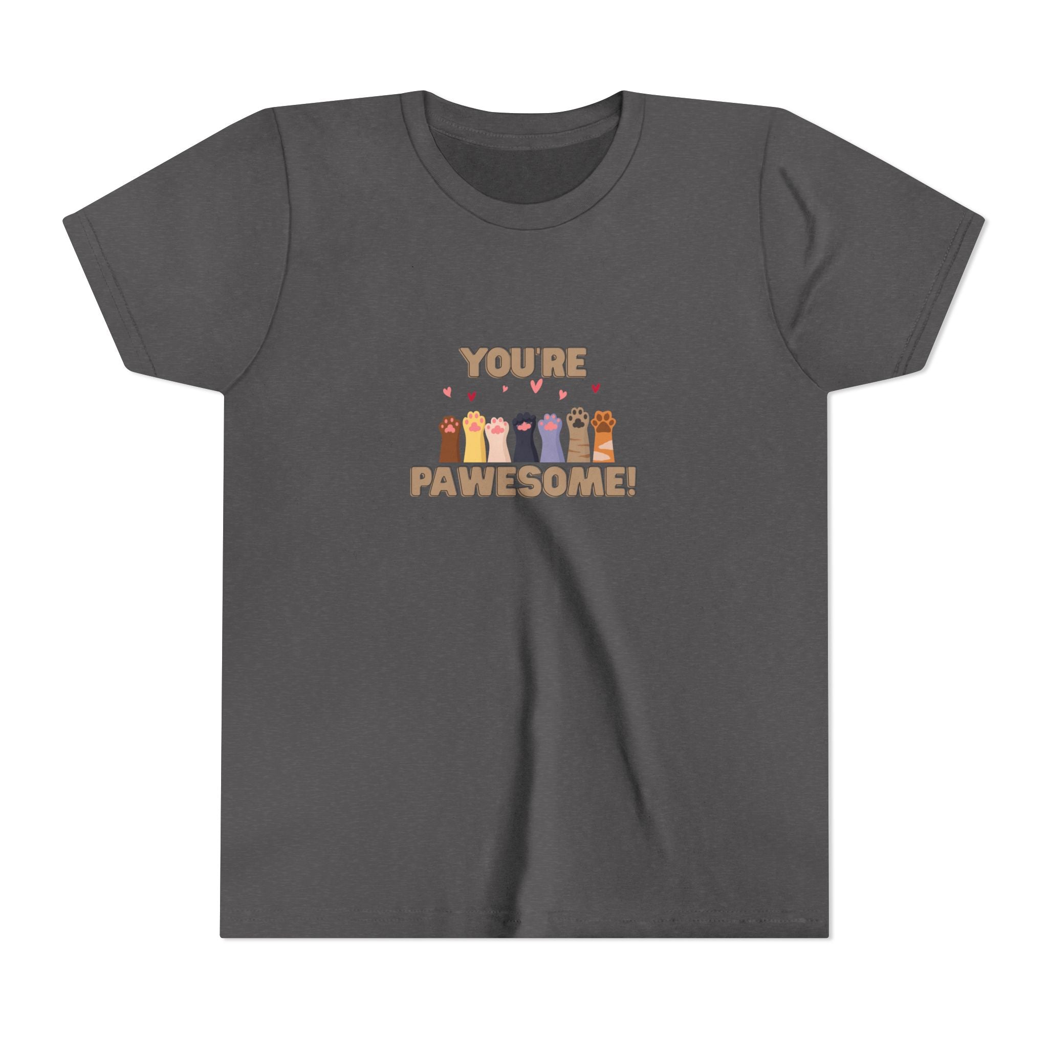 You're Pawesome- Hearts- Youth Short Sleeve Tee