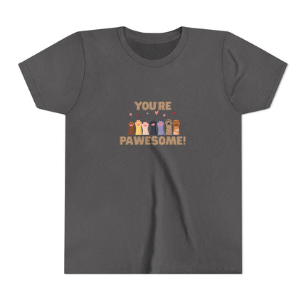 You're Pawesome- Hearts- Youth Short Sleeve Tee
