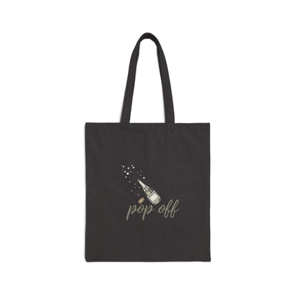 Pop Off - Silver - Cotton Canvas Tote