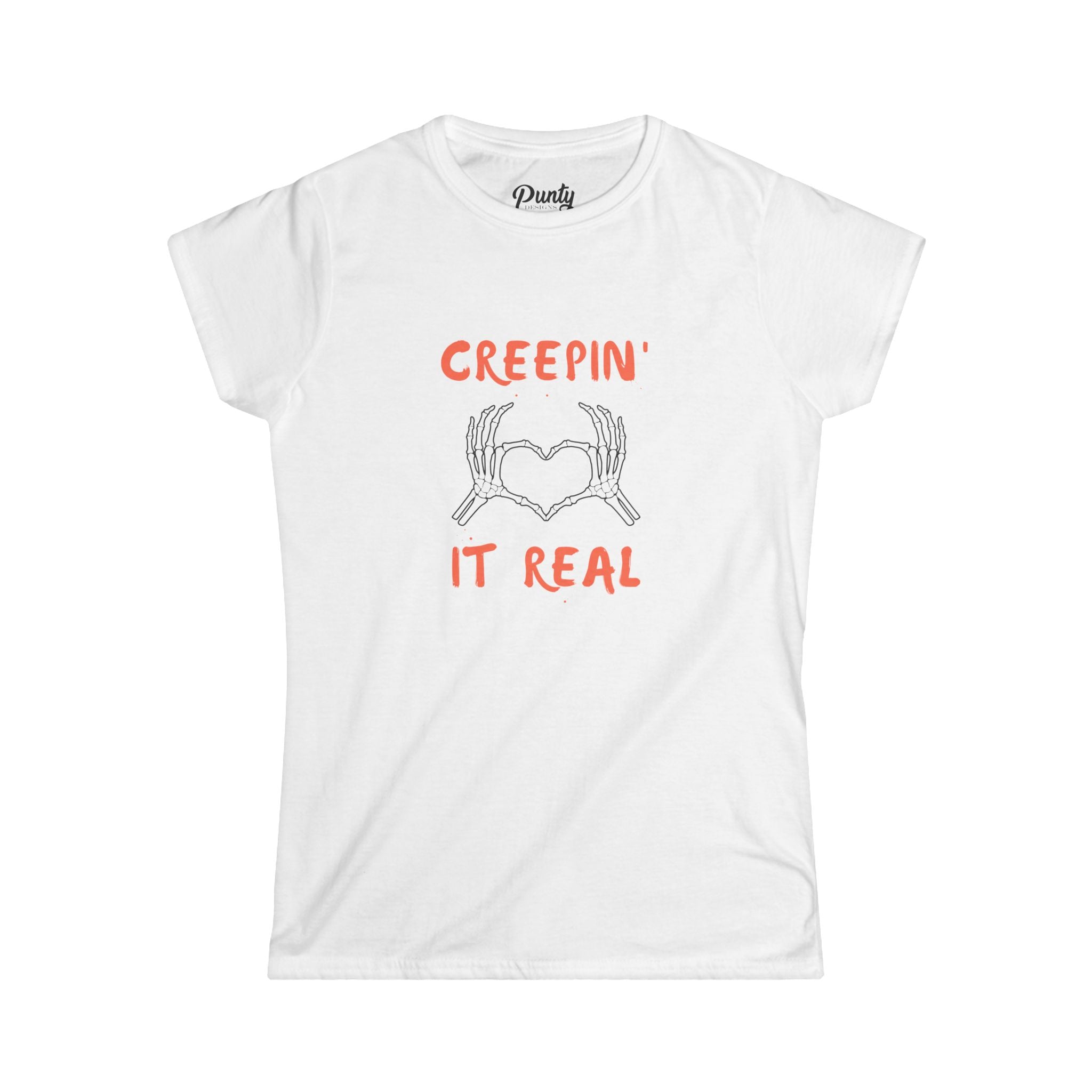Creepin' It Real Skeleton Heart Fitted Softstyle Cotton Tee