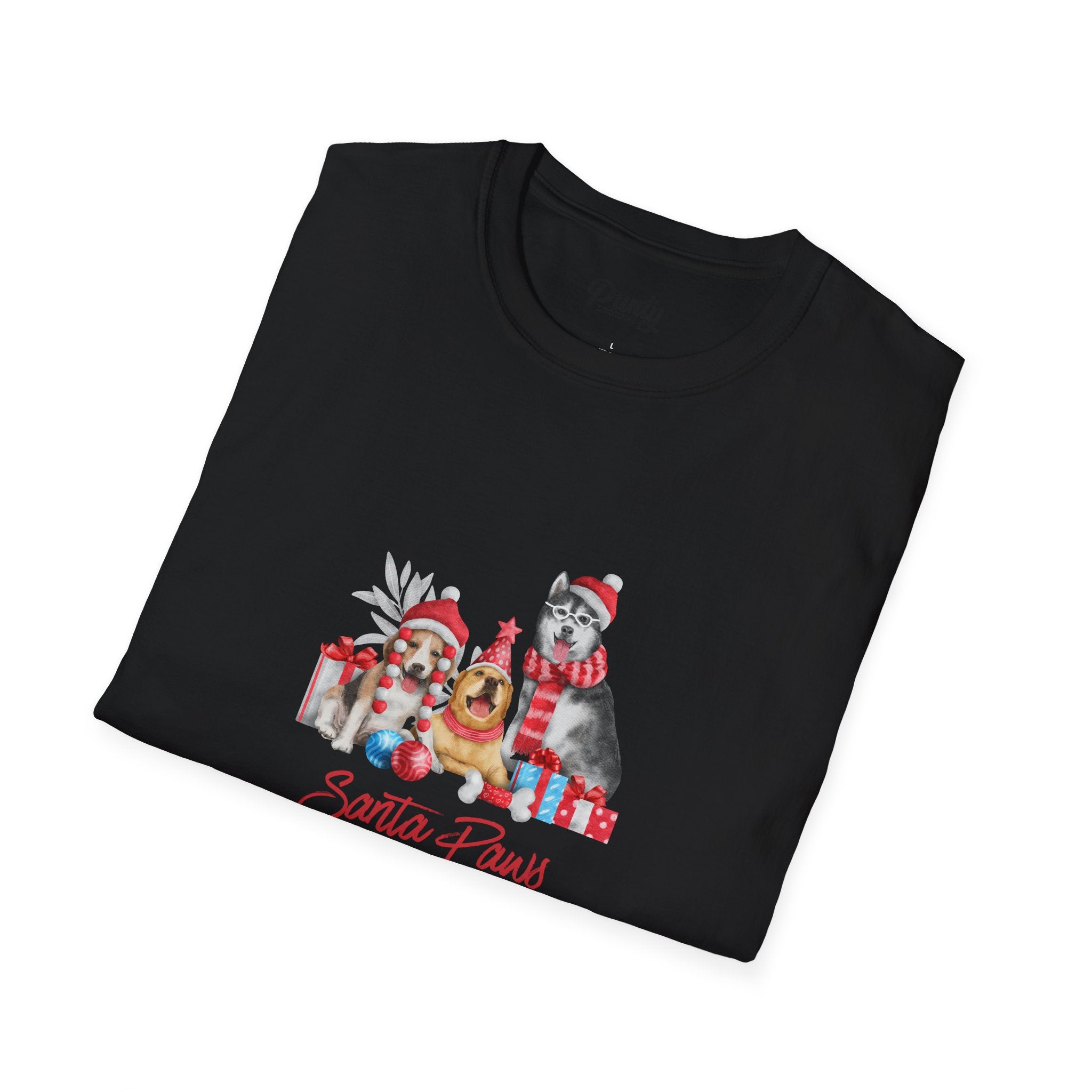 Santa Paws Is Coming To Town - Dogs - Softstyle Cotton Tee