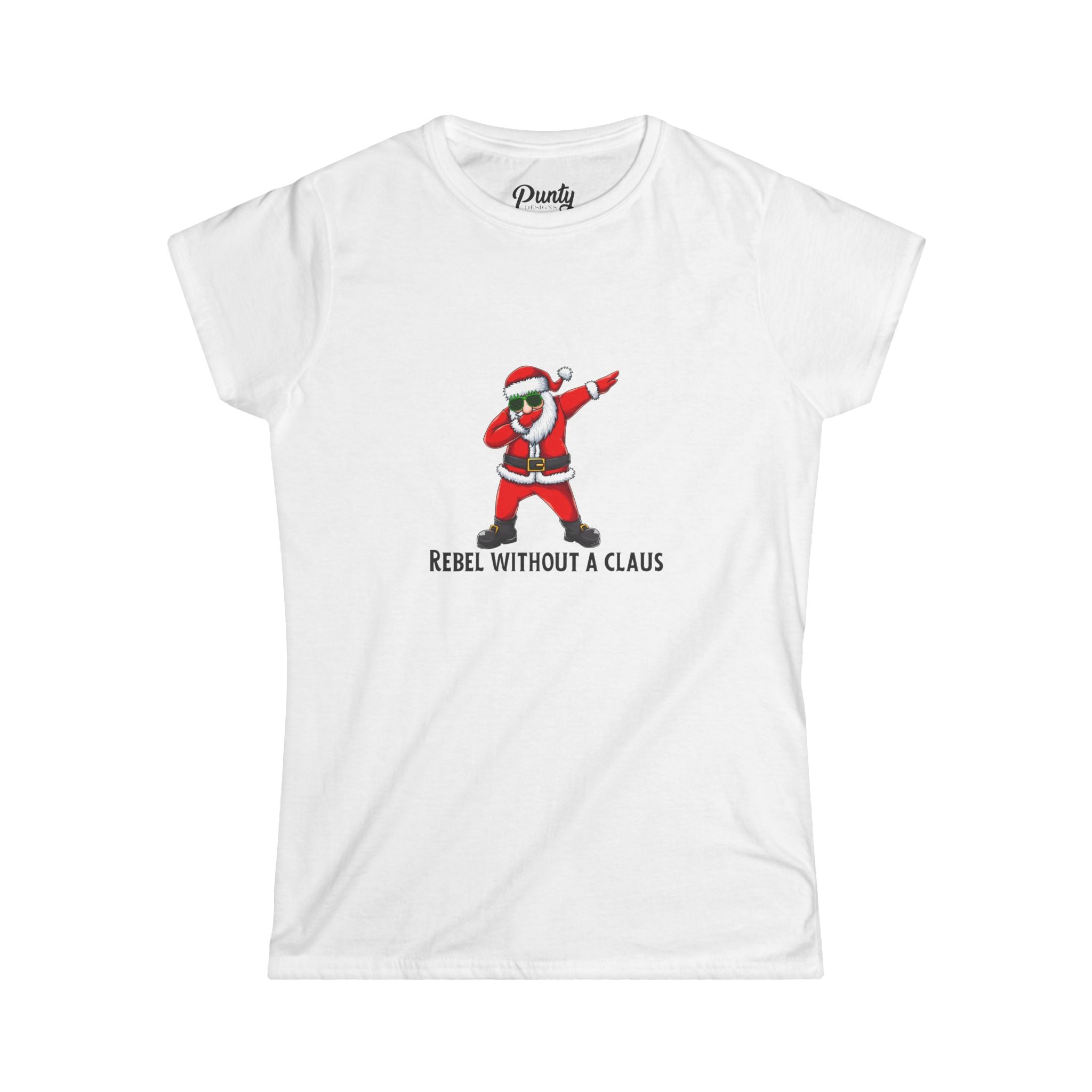 Rebel Without A Claus Fitted Softstyle Cotton Tee