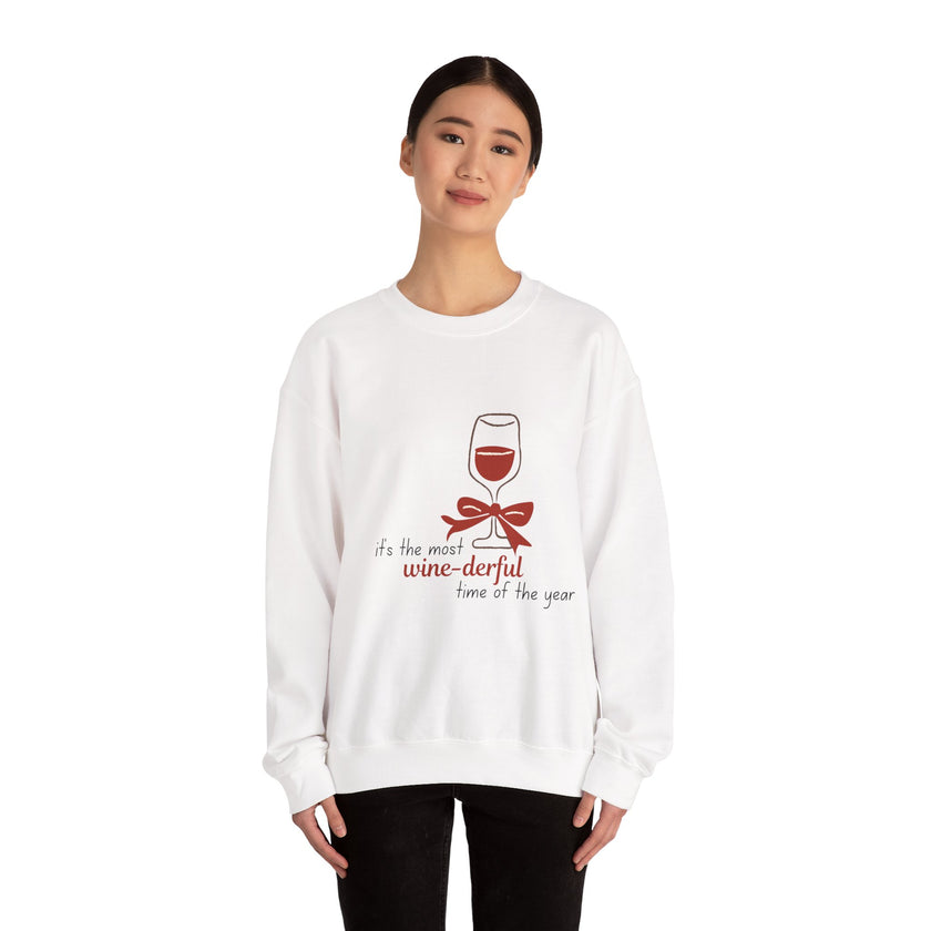 It's The Most Winederful Time Of The Year- Bow Crewneck Sweatshirt