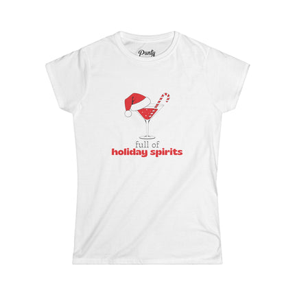 Full Of Holiday Spirits- Red- Fitted Softstyle Cotton Tee