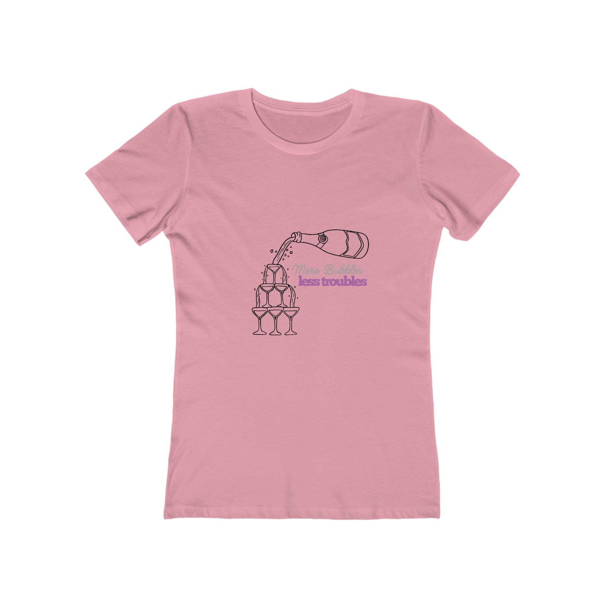 More Bubble, Less Troubles - Pink - Women's Boyfriend T-Shirt