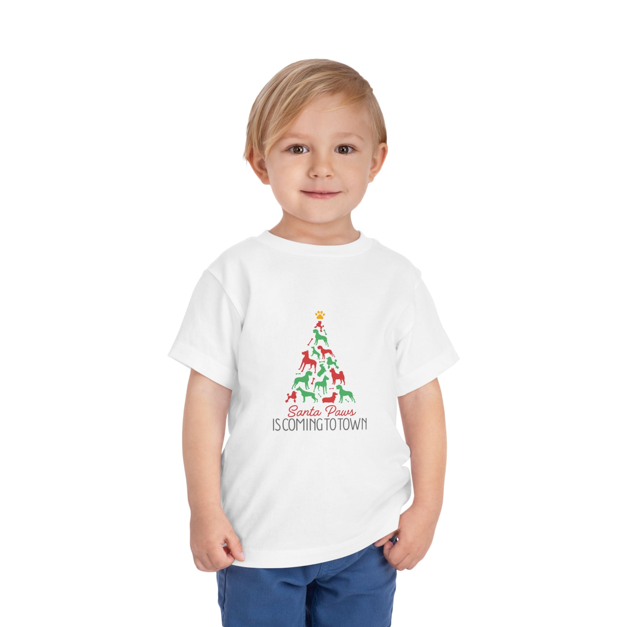 Santa Paws Is Coming To Town- Tree- Toddler Tee