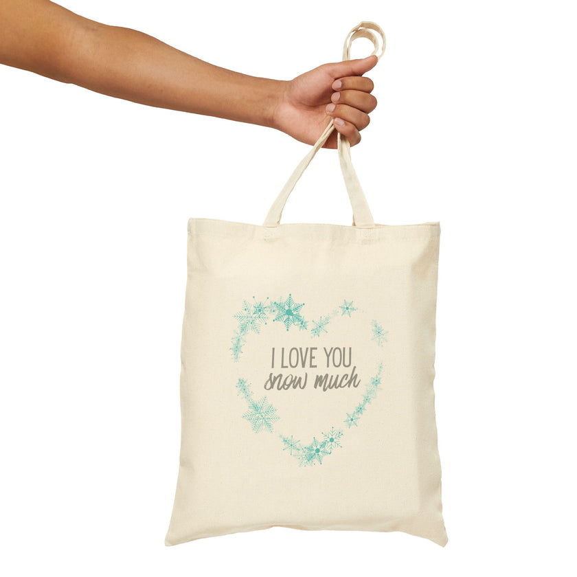 I Love You Snow Much - Heart - Cotton Canvas Tote Bag