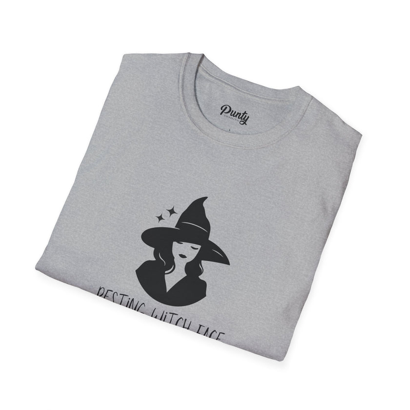 Resting Witch Face Black & White Softstyle Cotton Tee
