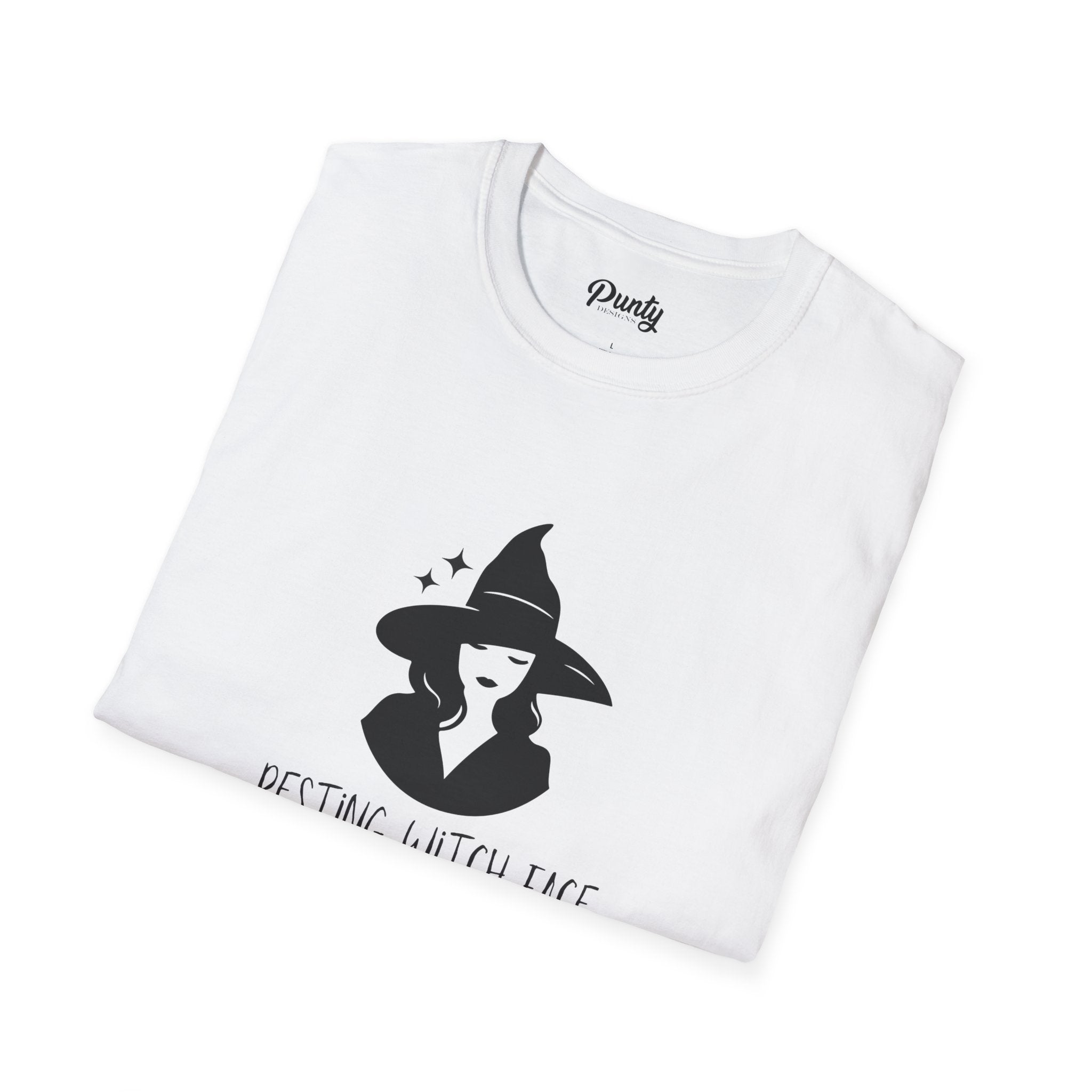 Resting Witch Face Black & White Softstyle Cotton Tee
