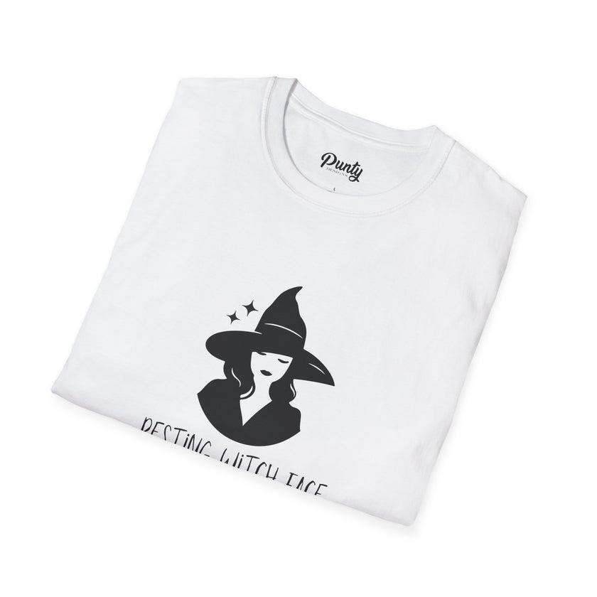 Resting Witch Face Black & White Softstyle Cotton Tee