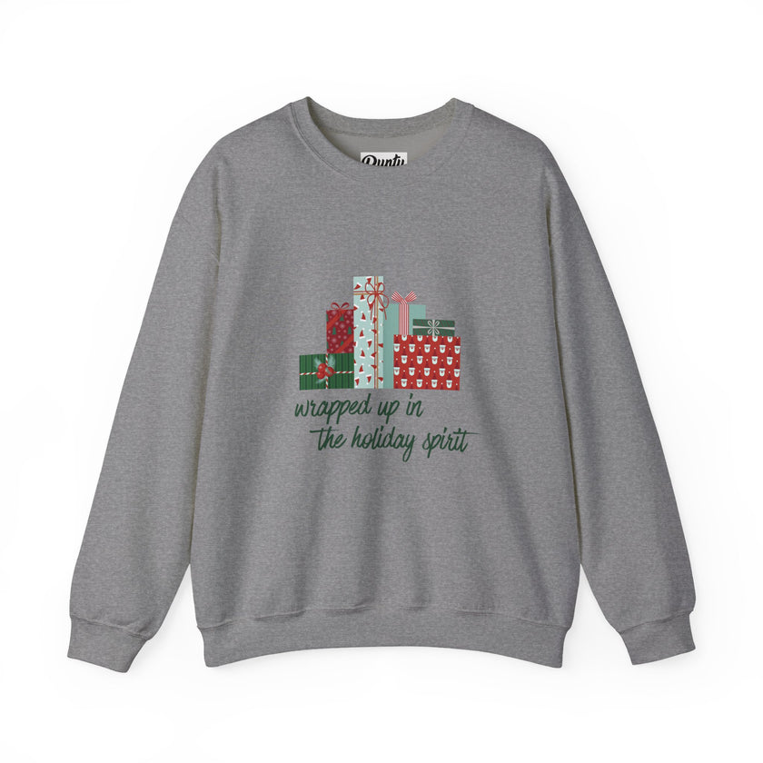 Wrapped Up In The Holiday Spirit- Red Crewneck Sweatshirt
