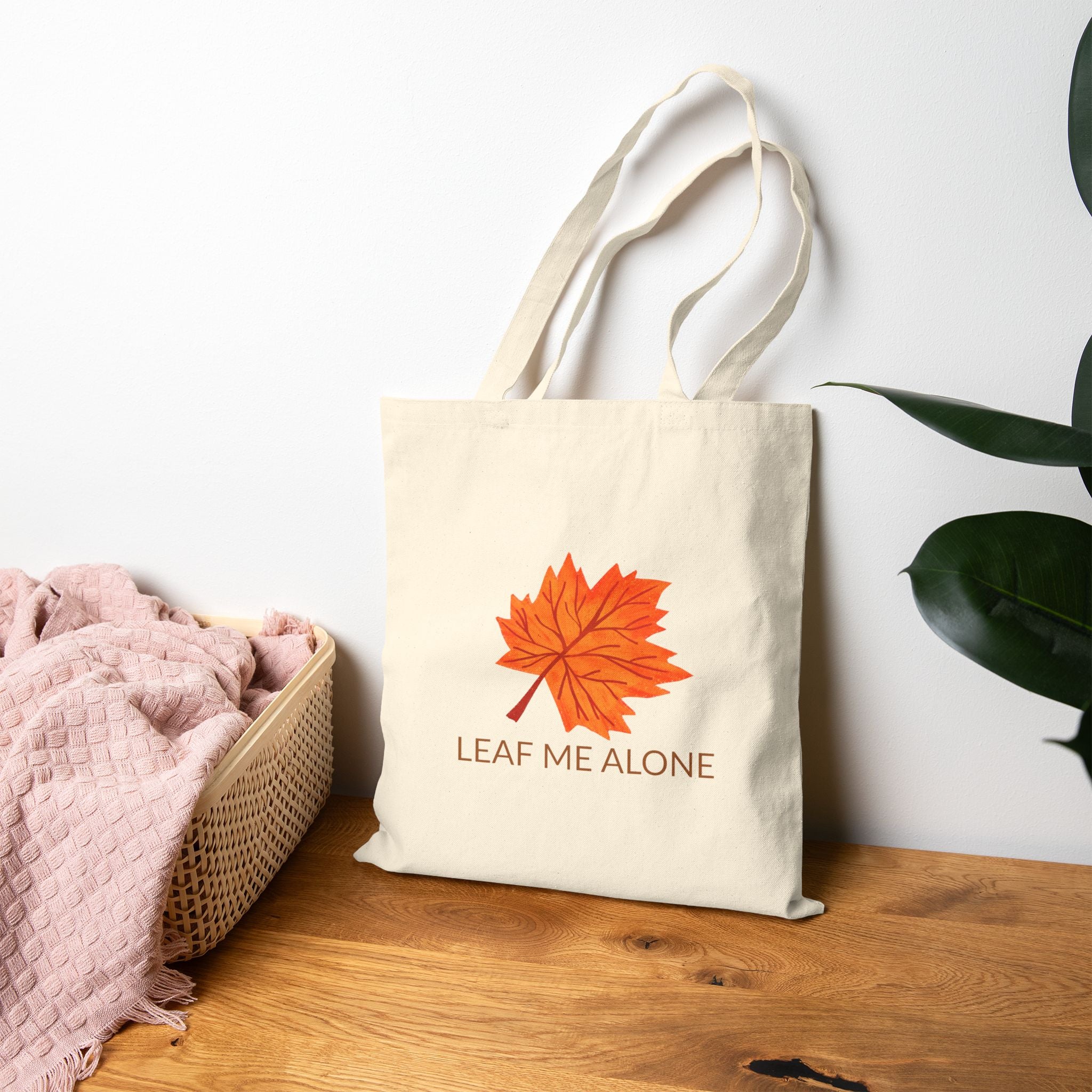 Leaf Me Alone Cotton Canvas Tote