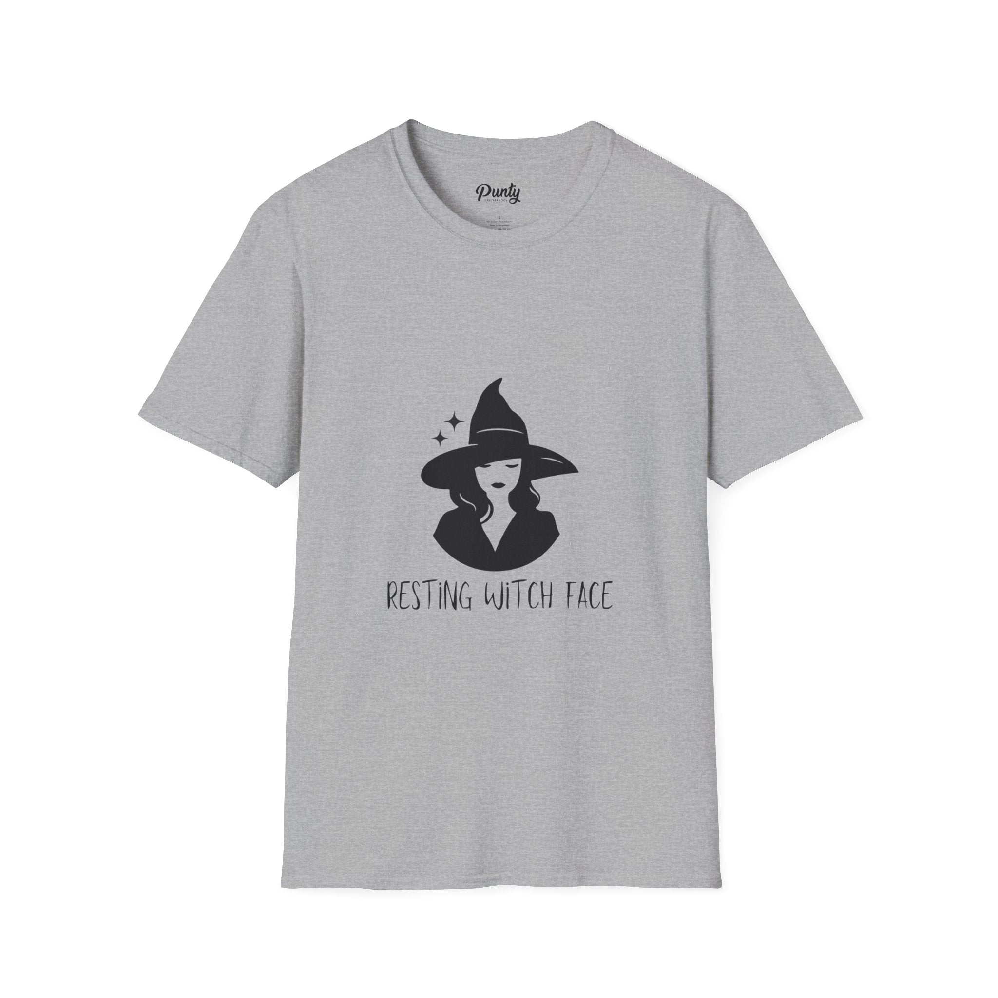 Resting Witch Face Black & White Softstyle Cotton Tee